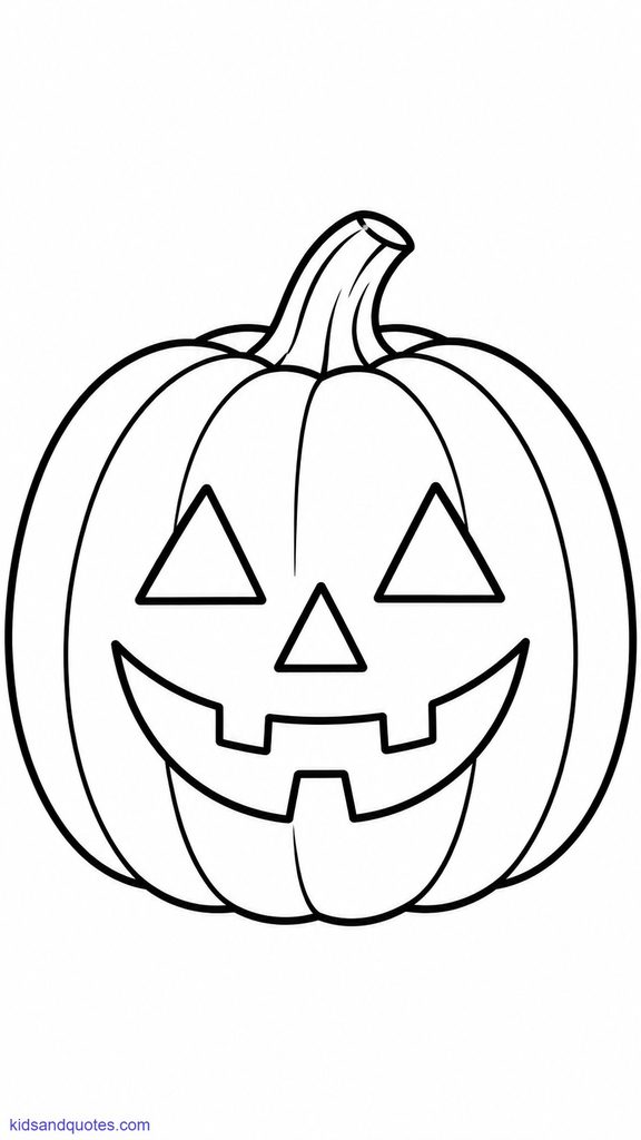 Halloween coloring page: Smiling jack--o-lantern.