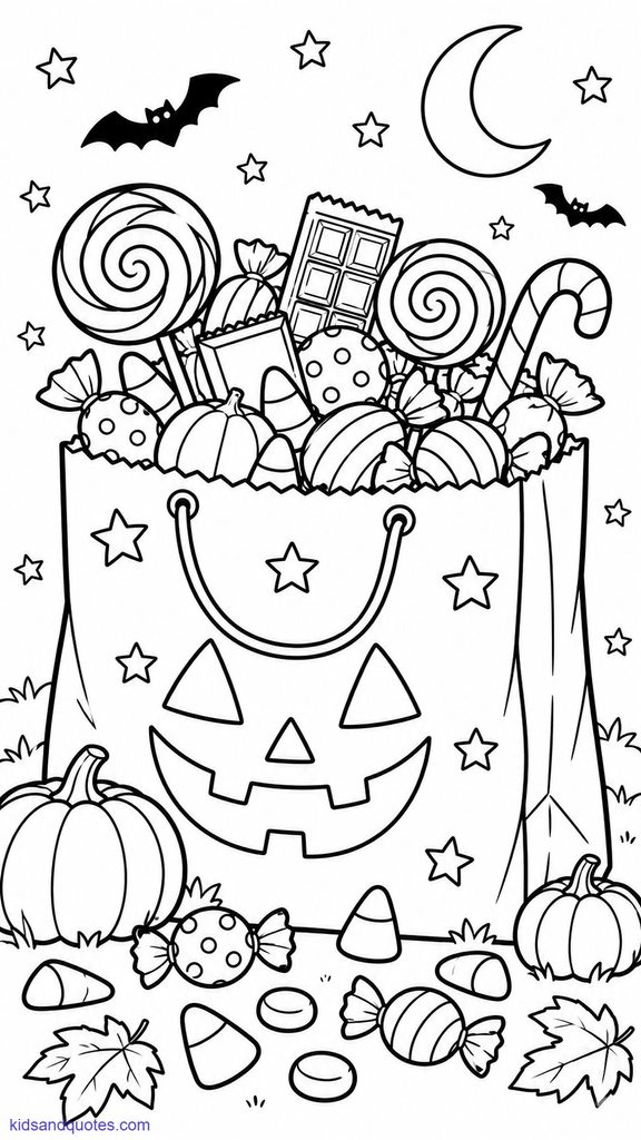 Trick or treat bag with candies.